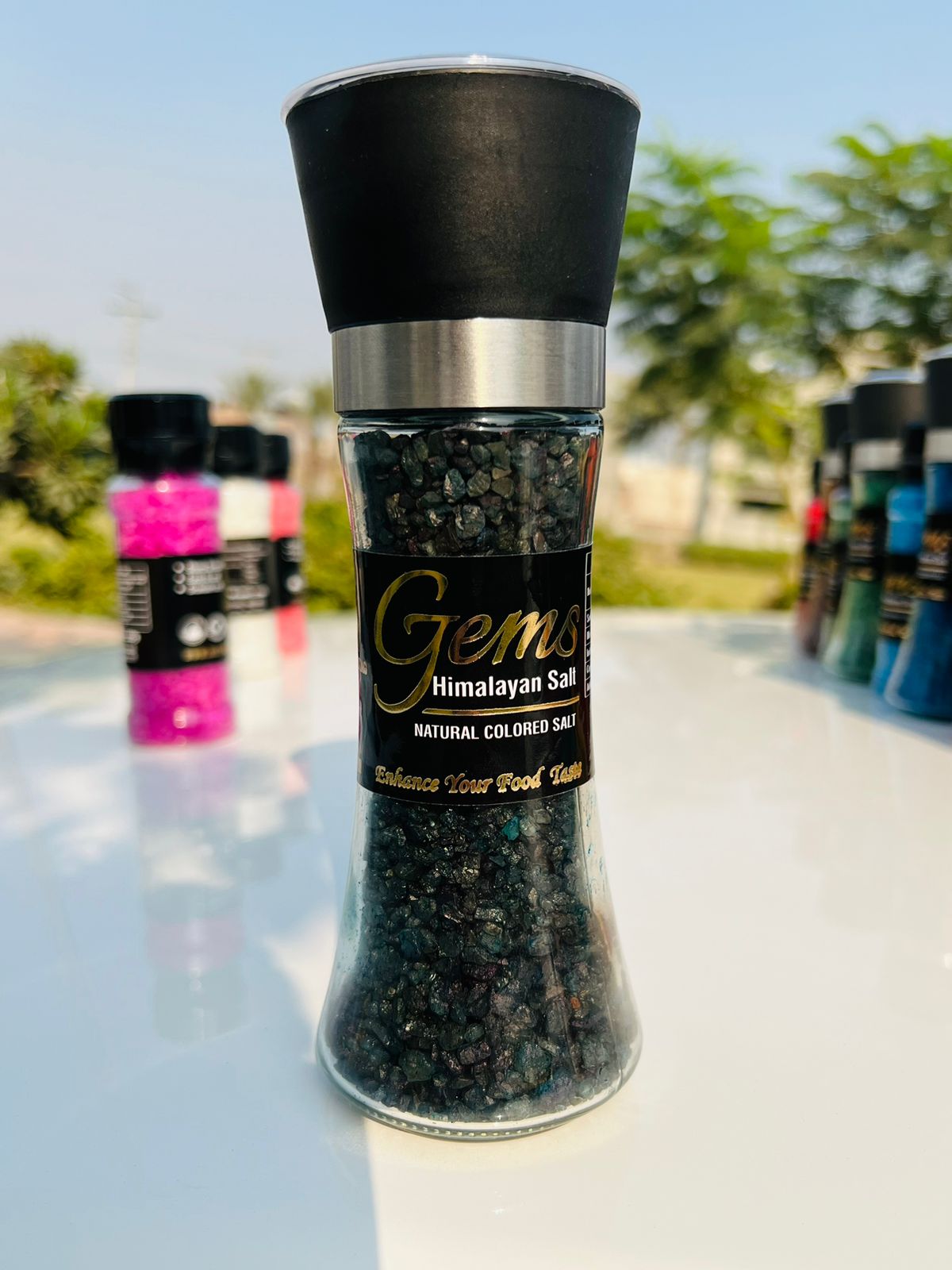 Gems Deep Purple Colored Himalayan Salt With Grinder