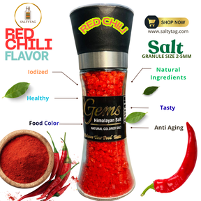Red Chili Flavor Natural Himalayan Salt With Grinder