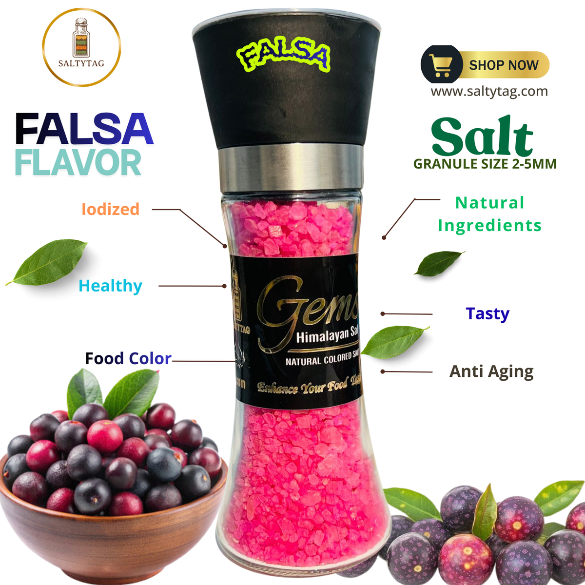 Falsa Flavor Gem's Himalayan Salt With Grinder