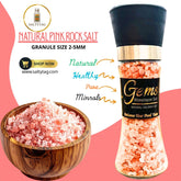 Gems Pink Natural Himalayan Salt With Grinder in Glass Jar