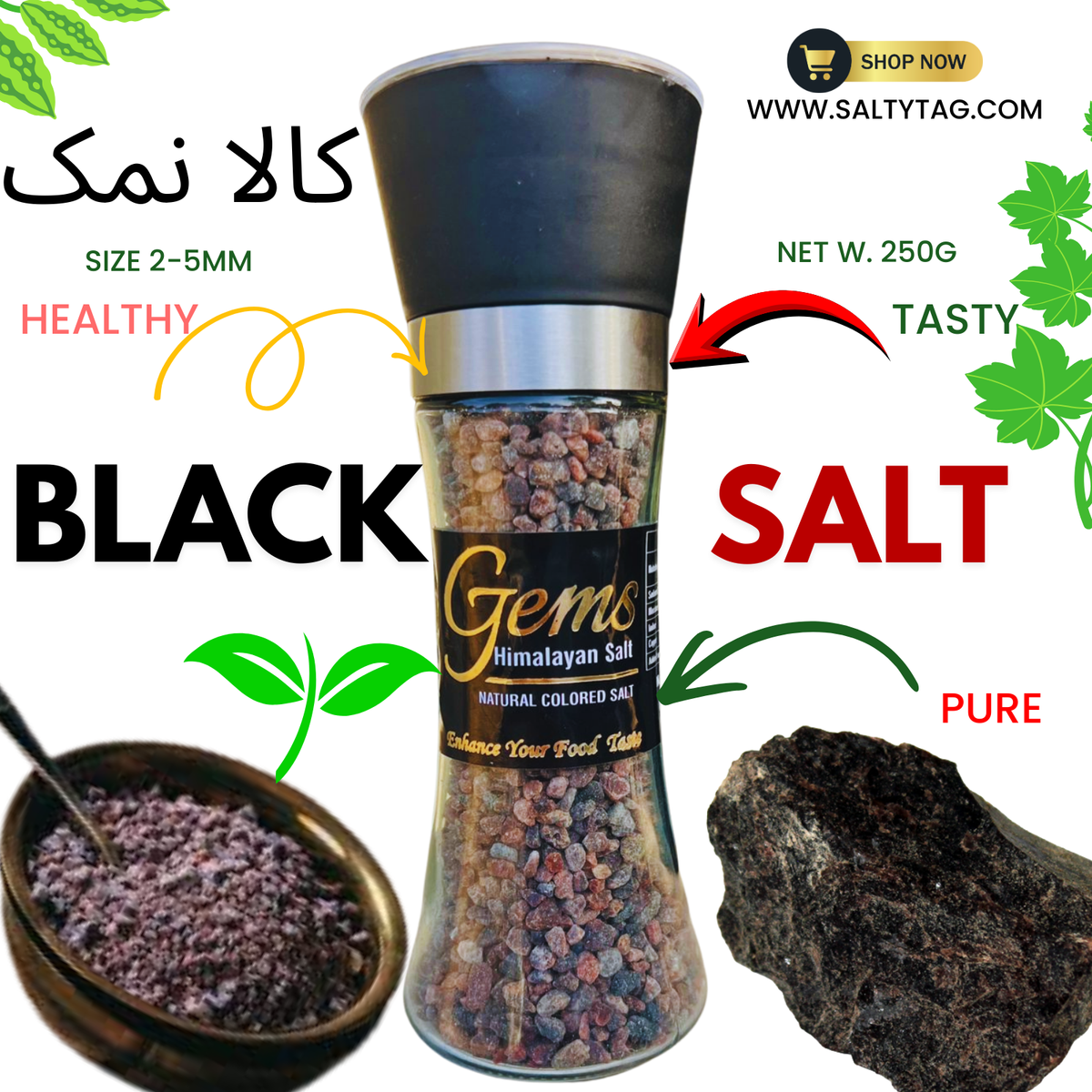 Tasty & Digestive Black Salt With Grinder