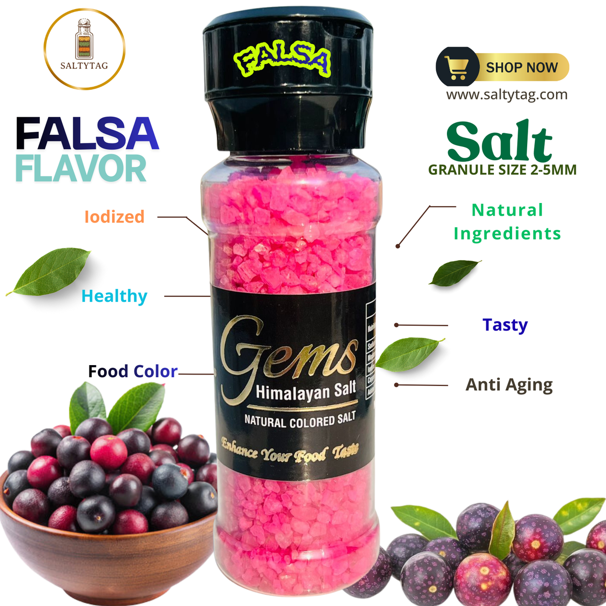 Falsa Flavor Gem's Himalayan Salt With Grinder