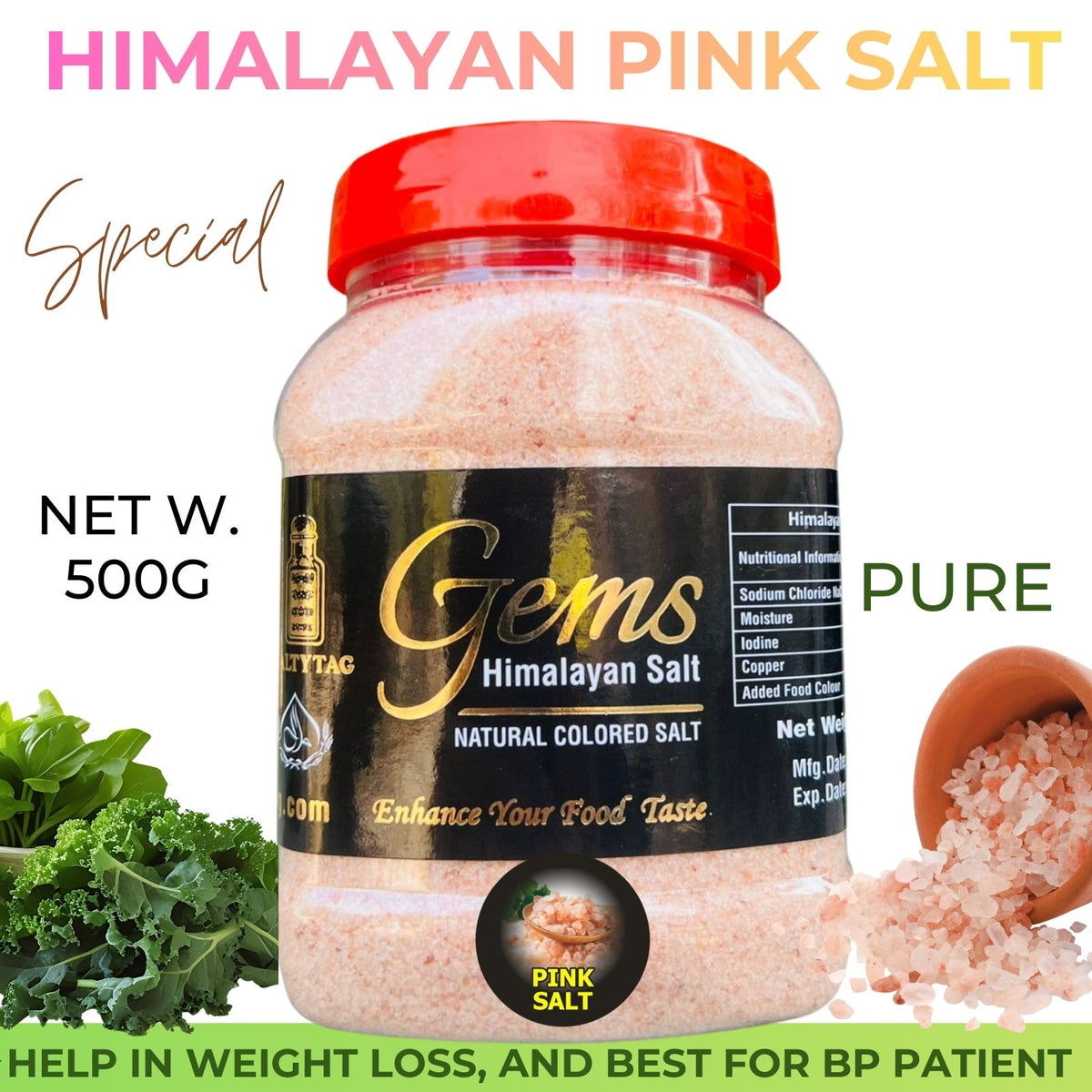 Pure Himalayan Grinded Pink Salt (Half Kg)