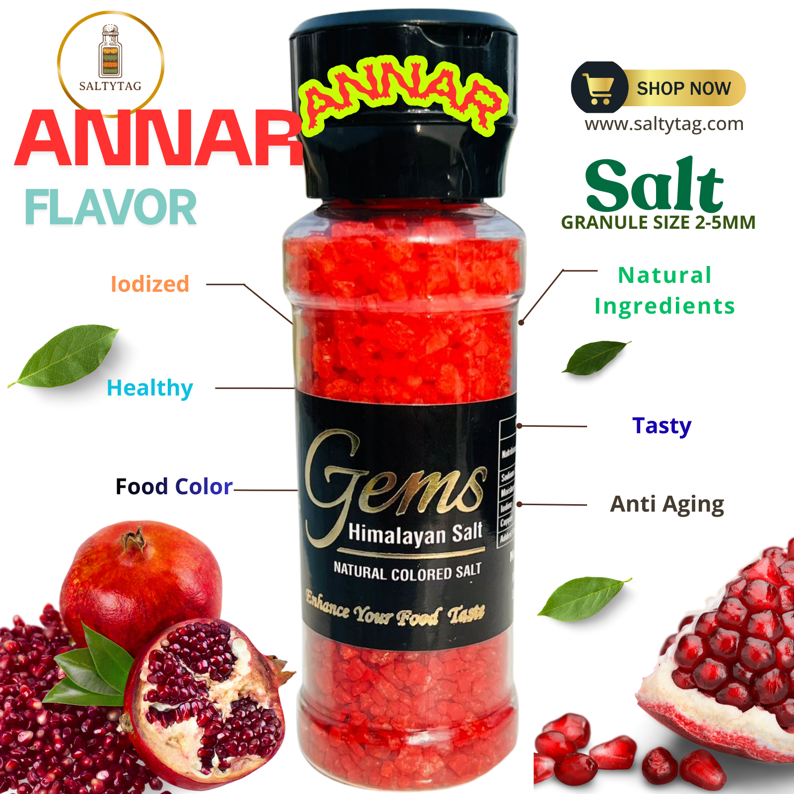 Annar Flavor Natural Himalayan Salt With Grinder