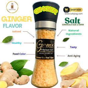 Ginger Flavor Natural Himalayan Salt With Grinder