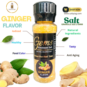 Ginger Flavor Natural Himalayan Salt With Grinder