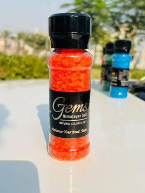 Gems Spring Orange Colored Himalayan Salt With Grinder