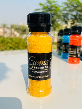 Yellow Color Himalayan Salt With Grinder In Glass Jar