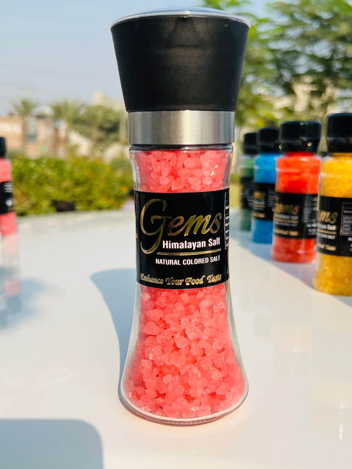 Gems Pink Colored Himalayan Salt With Grinder