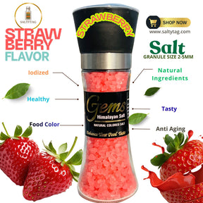 Strawberry Flavor Natural Himalayan Salt With Grinder