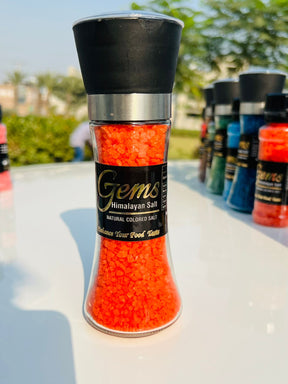 Gems Spring Orange Colored Himalayan Salt With Grinder